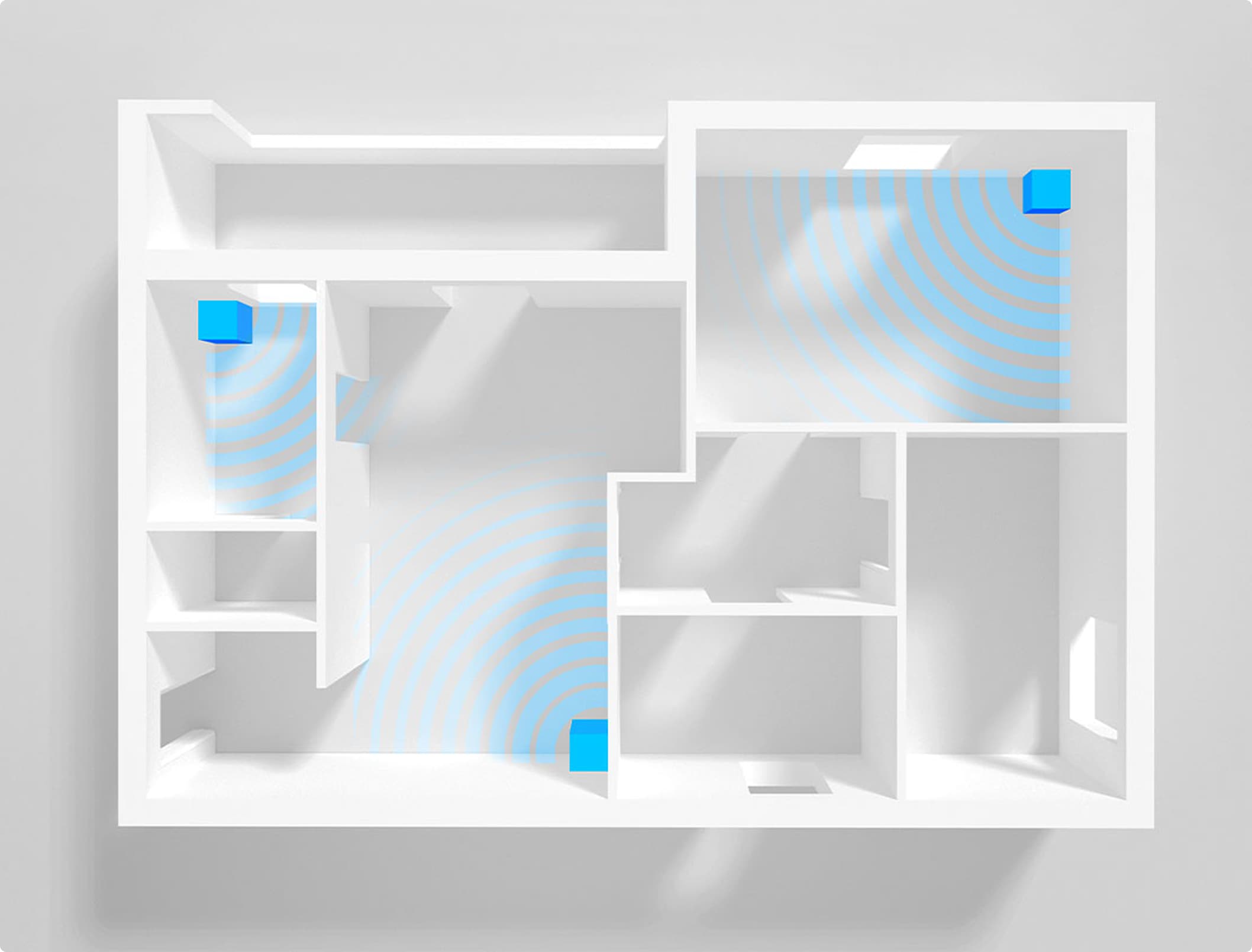 visual depiction of zone independent subwoofer control throughout the home