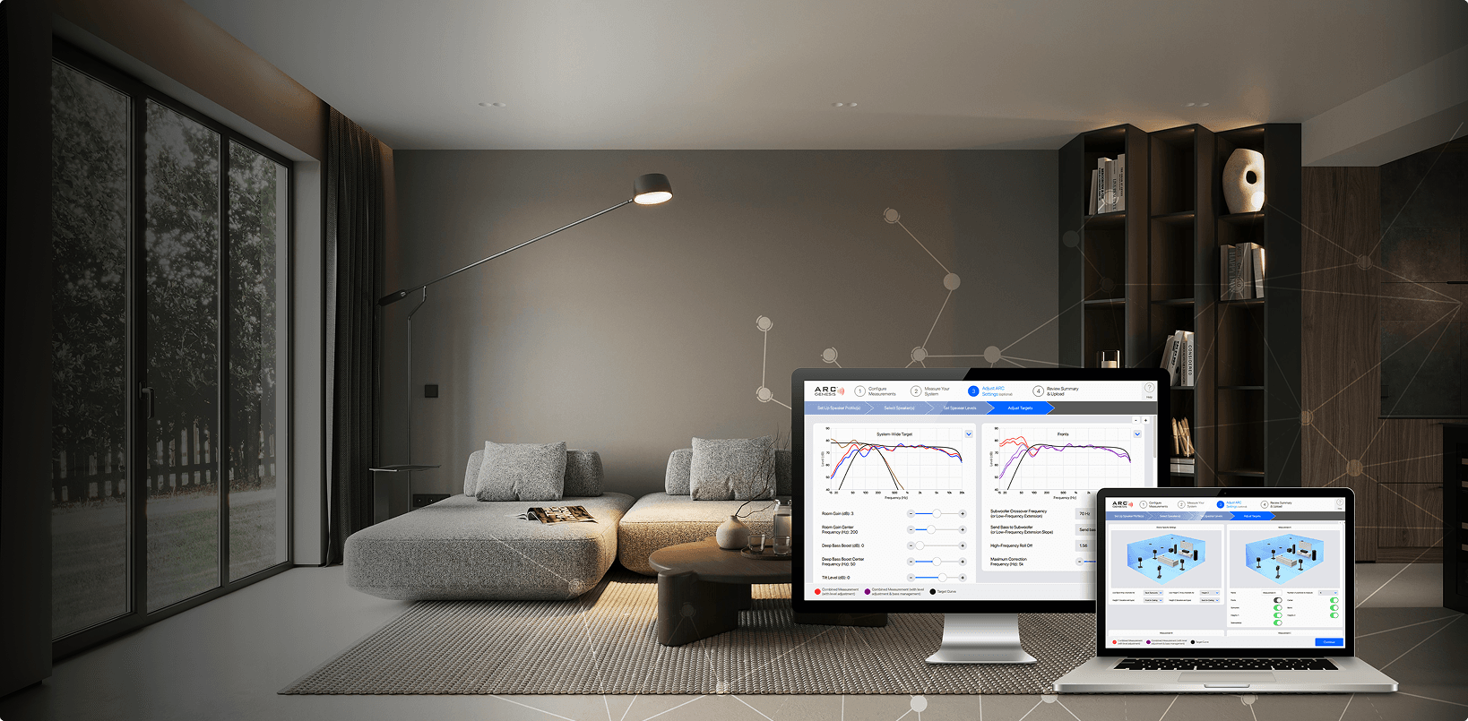 Anthem Room Correction software displayed on screen in home theater environment